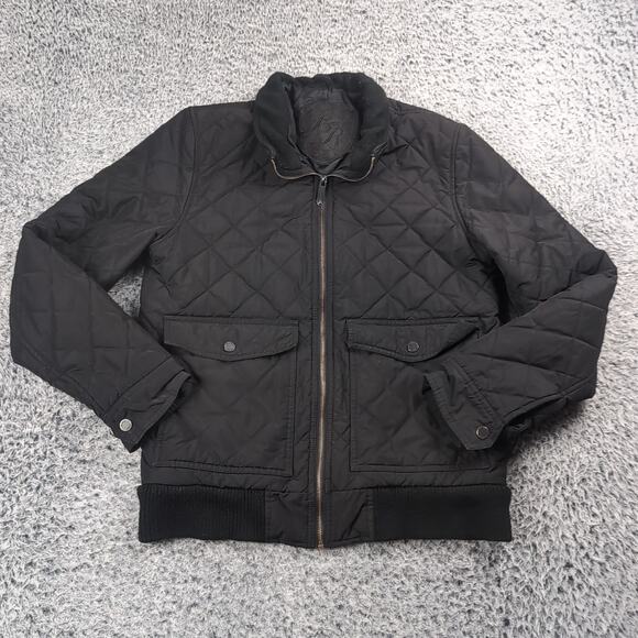 Black Rivet Other - Black Rivet Jacket Men Medium Black Quilted Utility Military Full Zip Pockets